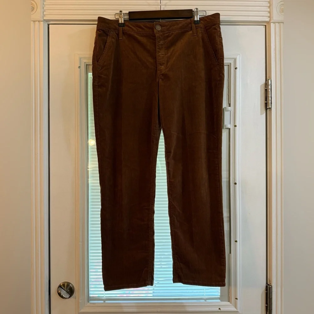 Democracy Brown Corduroy Ab Solution Pants Classic Straight-Leg Size 12 - Picture 4 of 12